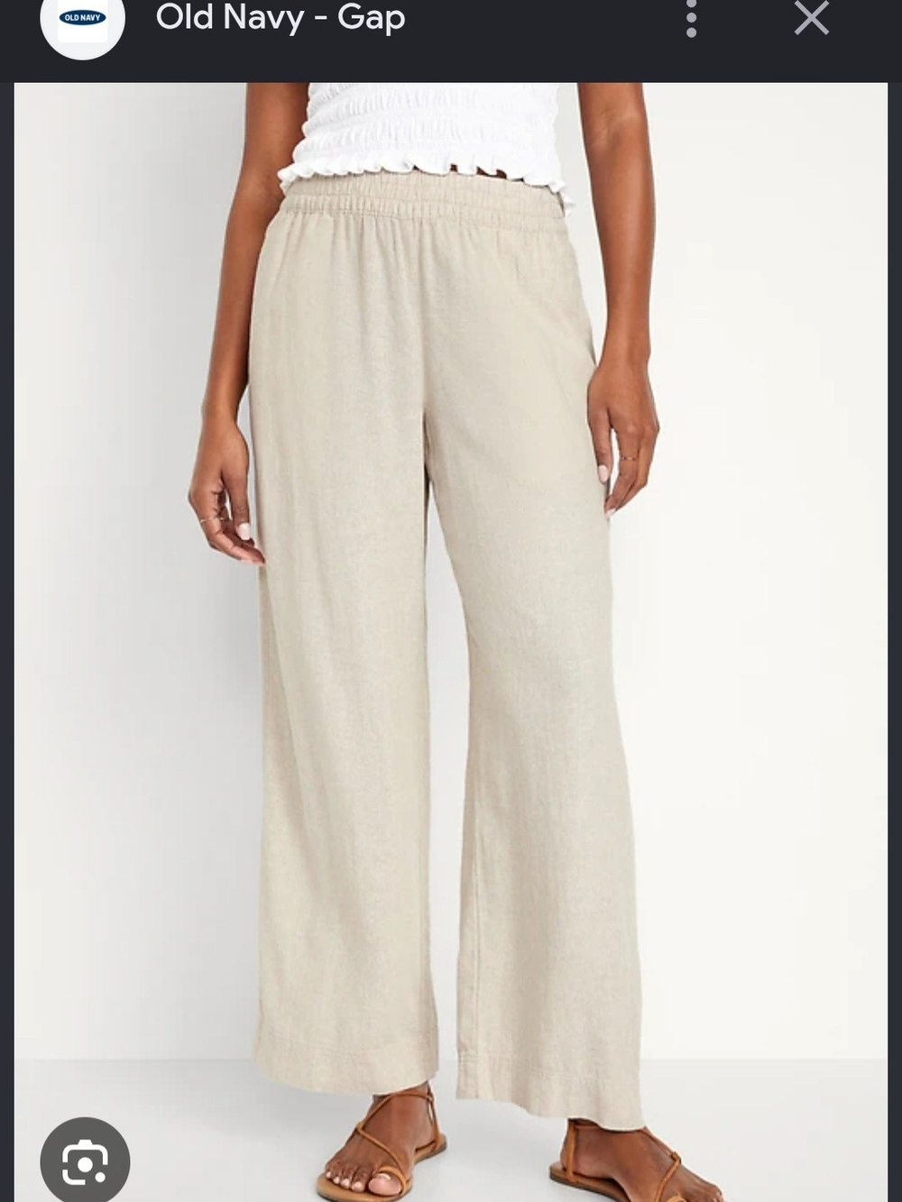 Old Navy Beige Wide-Leg Linen-Blend Pants